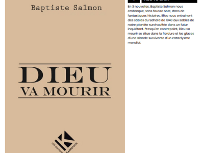 « Dieu va mourir», recueil de nouvelles publié aux Editions du&nbsp;Karrefour