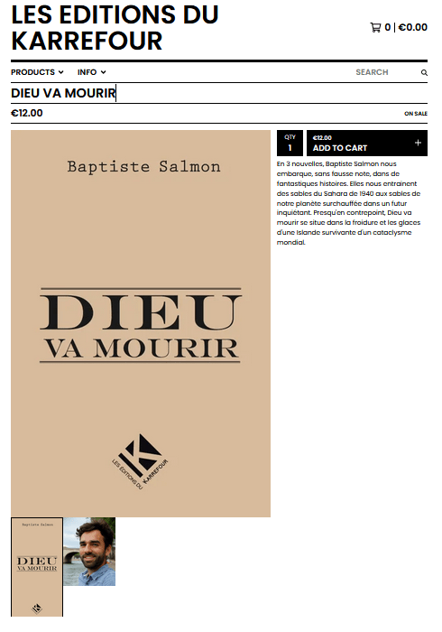 « Dieu va mourir», recueil de nouvelles publié aux Editions du&nbsp;Karrefour